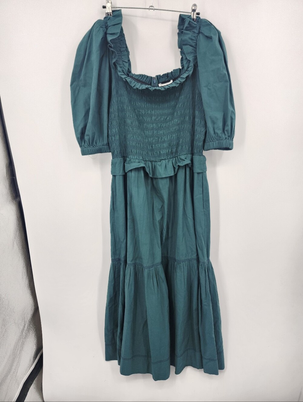 Tuckernuck Sea New York Sybil Forest Green Puff Sleeve Smocked Tiered Dress XL